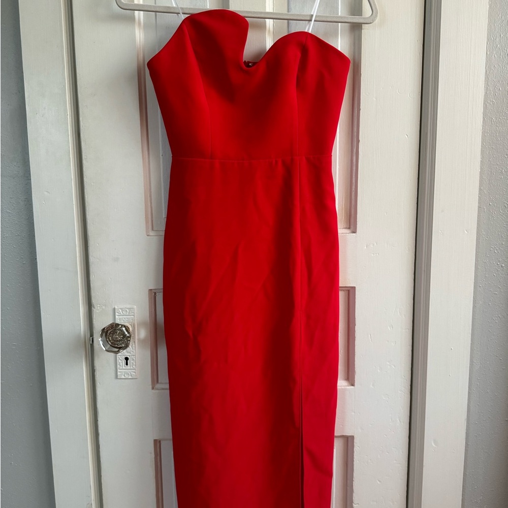 AMANDA UPRICHARD - PUZZLE RED MIDI SIZE XS